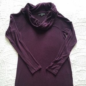 Plum cowl neck long sleeve top